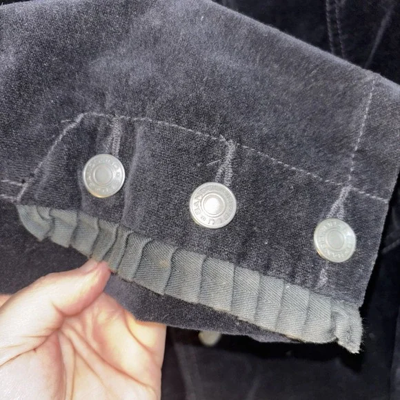 Bandolino Blu Military Jacket Womens‎ Small Black Velvet Metal Buttons Pockets - Picture 4 of 7